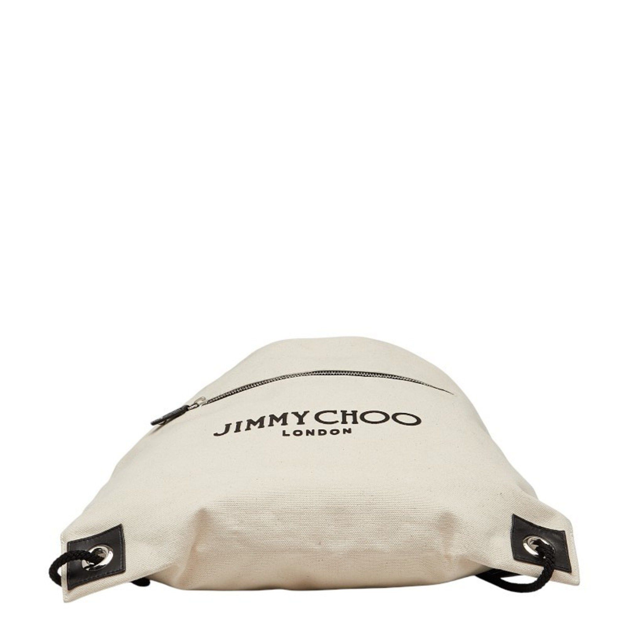 Jimmy Choo Jimmy Choo Backpack/Knapsack in Ivory and Black Canvas Leather for Women Size ONE SIZE - 3 Thumbnail