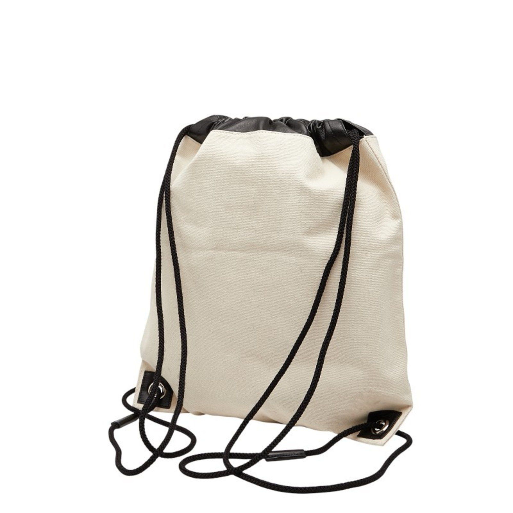 Jimmy Choo Jimmy Choo Backpack/Knapsack in Ivory and Black Canvas Leather for Women Size ONE SIZE - 2 Thumbnail