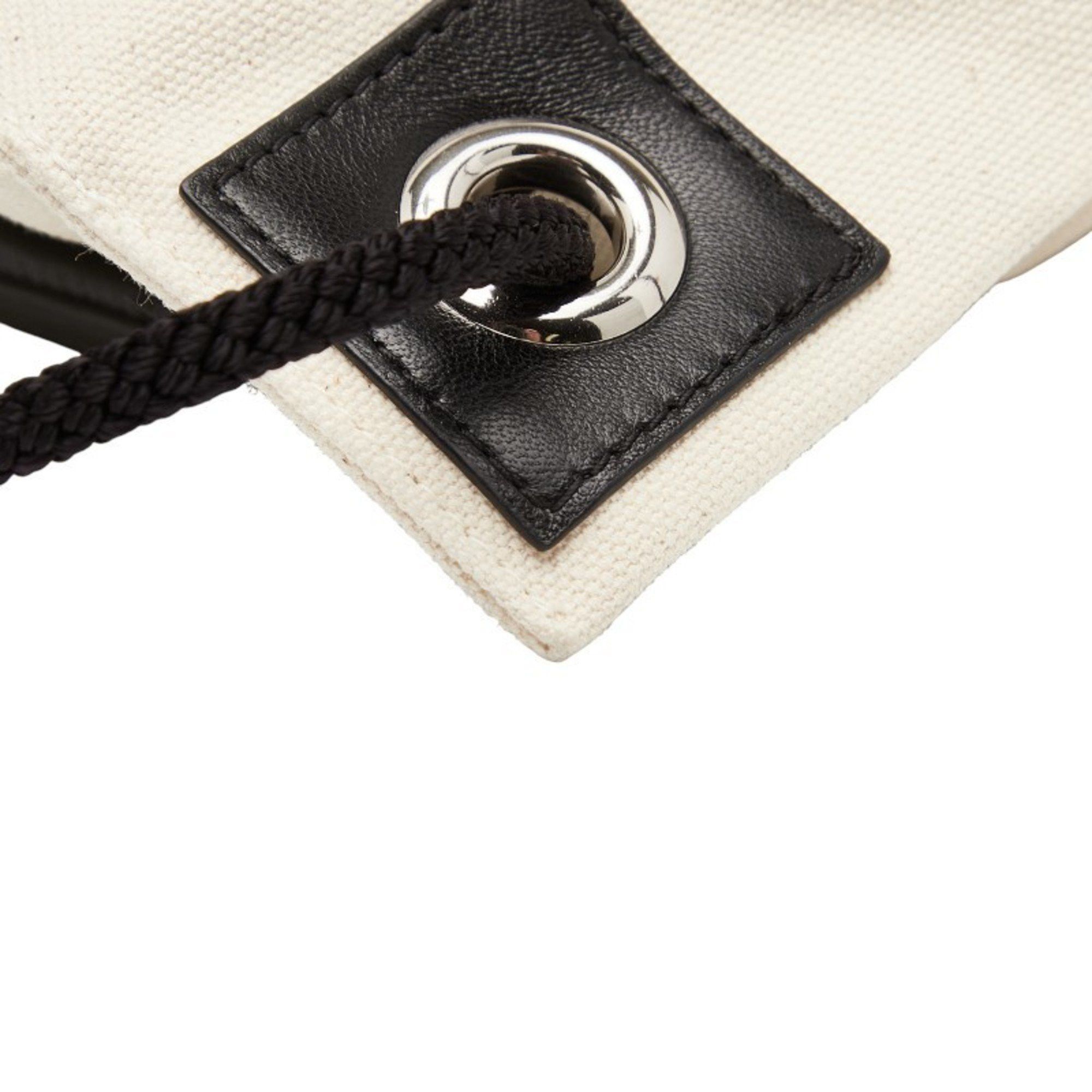 Jimmy Choo Jimmy Choo Backpack/Knapsack in Ivory and Black Canvas Leather for Women Size ONE SIZE - 5 Thumbnail