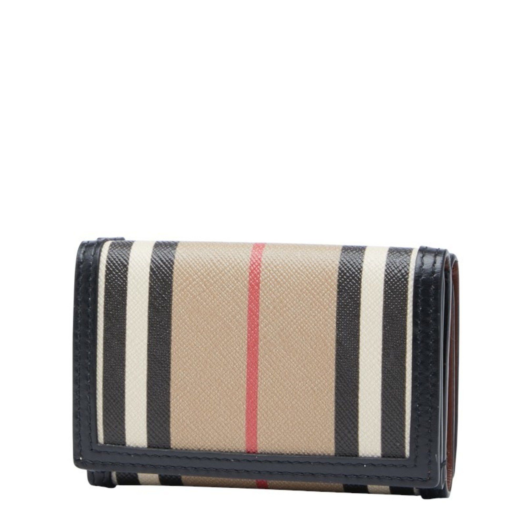 Burberry Burberry Icon Stripe Compact Wallet, Tri-fold Beige, Black, Women's, BURBERRY Size ONE SIZE - 2 Thumbnail