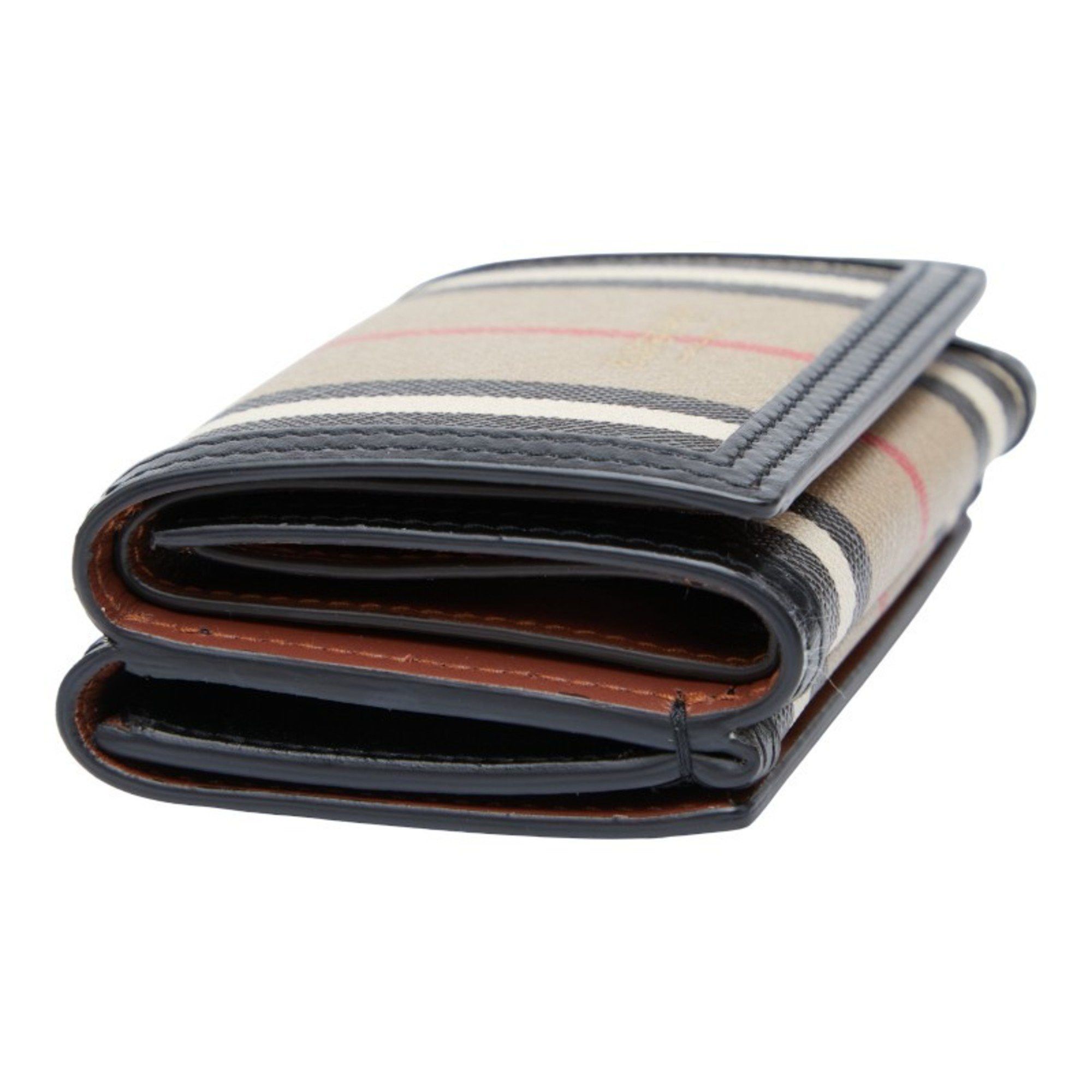 Burberry Burberry Icon Stripe Compact Wallet, Tri-fold Beige, Black, Women's, BURBERRY Size ONE SIZE - 5 Thumbnail