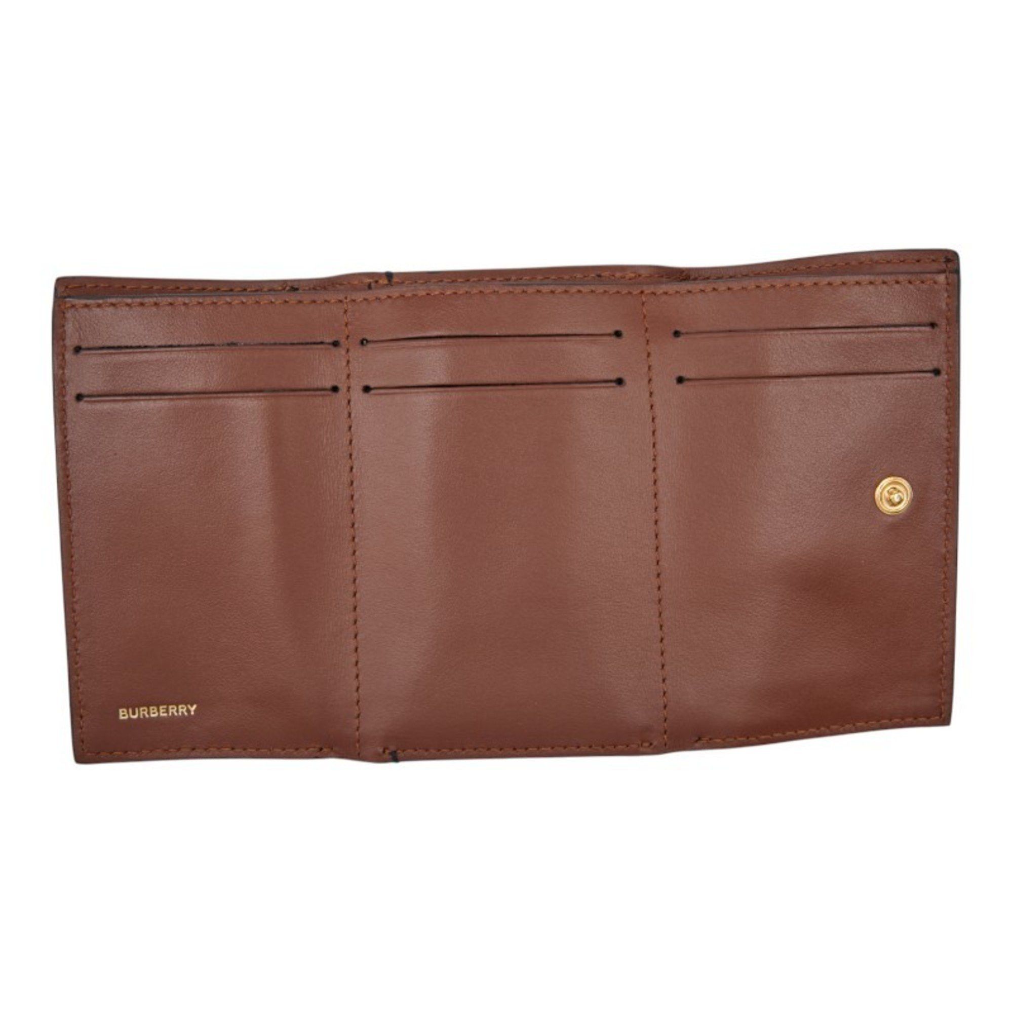 Burberry Burberry Icon Stripe Compact Wallet, Tri-fold Beige, Black, Women's, BURBERRY Size ONE SIZE - 6 Thumbnail