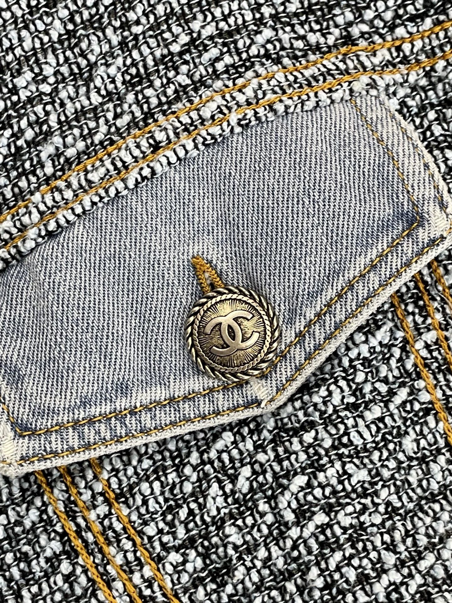 Chanel Chanel Blue Denim Tweed Jacket - dmc Size US XL / EU 56 / 4 - 3 Thumbnail