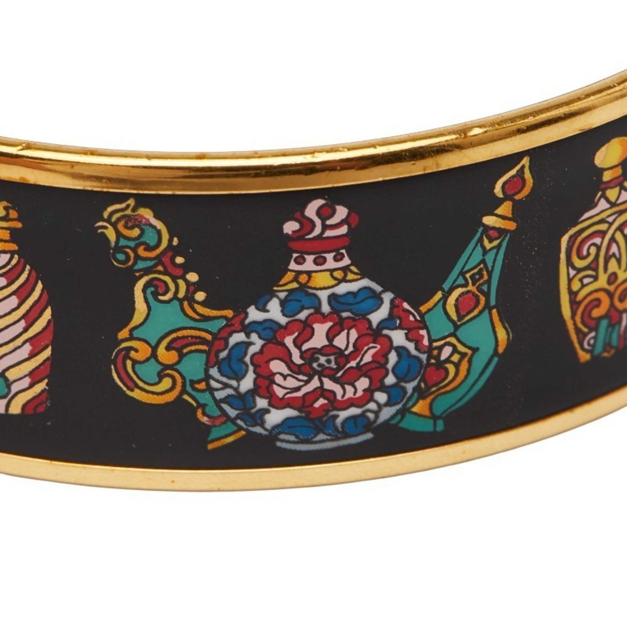 Hermes Hermes GM Enamel Cloisonne Bangle in Black and Gold Plated for Women Size ONE SIZE - 3 Thumbnail