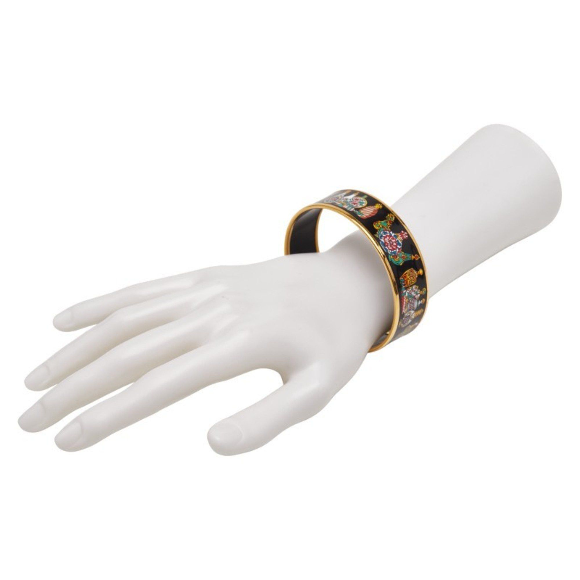 Hermes Hermes GM Enamel Cloisonne Bangle in Black and Gold Plated for Women Size ONE SIZE - 6 Thumbnail