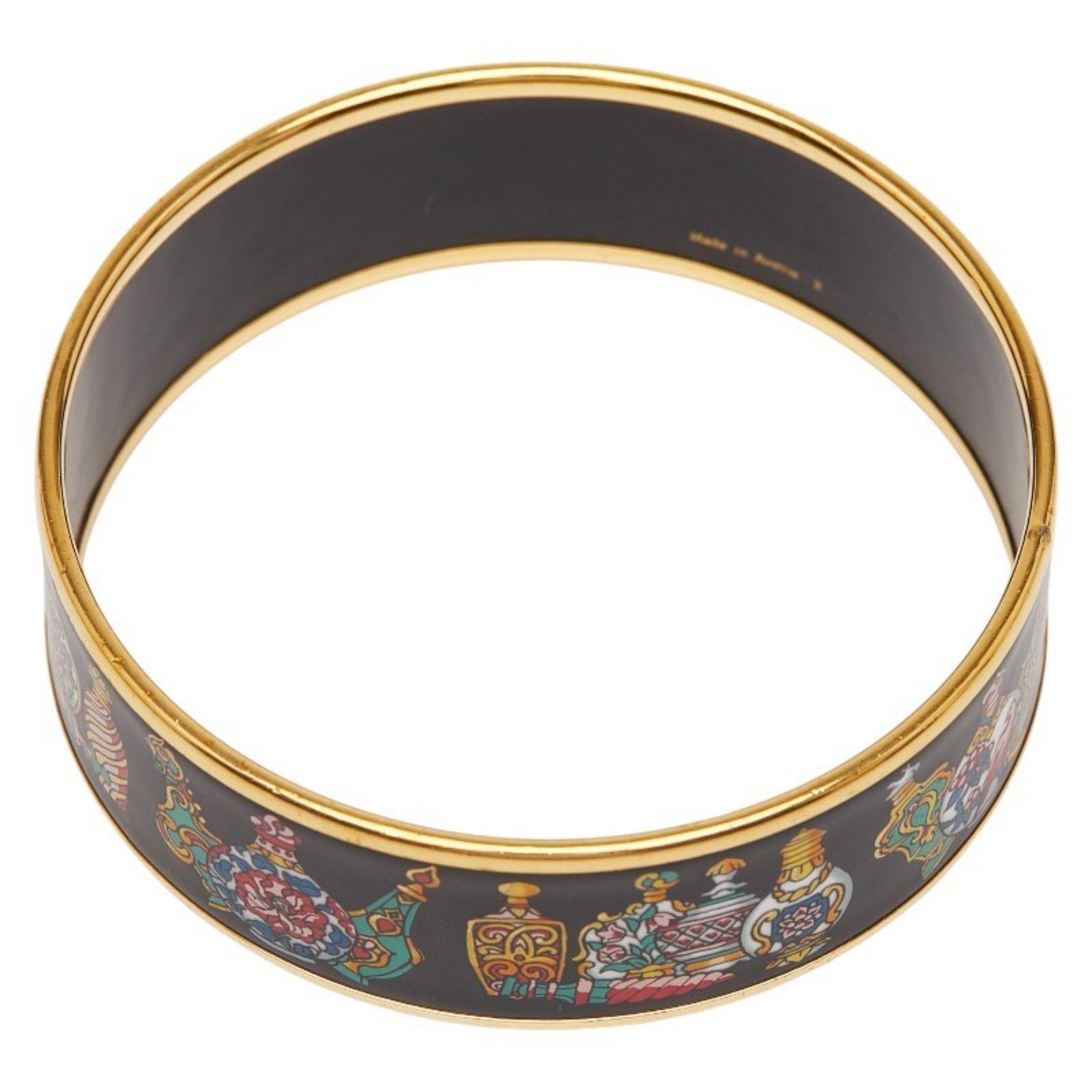 Hermes Hermes GM Enamel Cloisonne Bangle in Black and Gold Plated for Women Size ONE SIZE - 2 Thumbnail