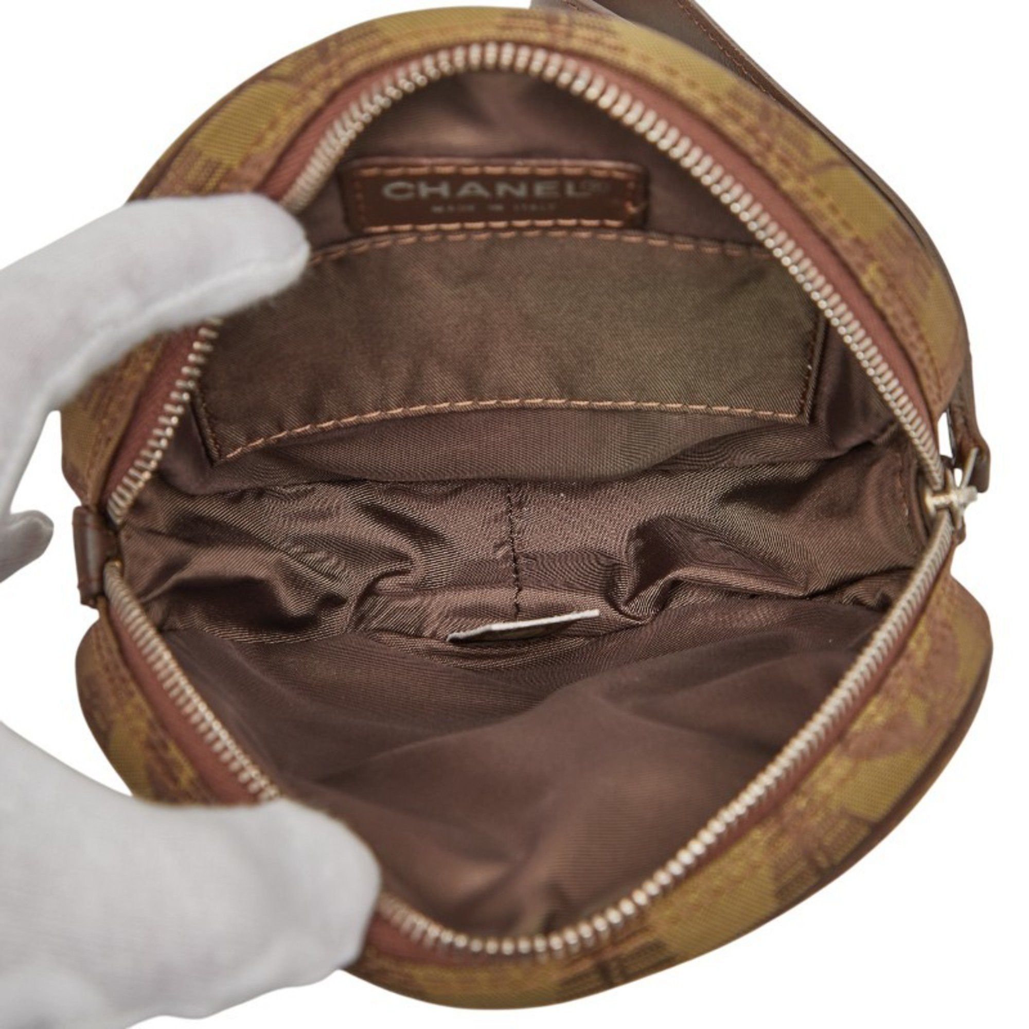Chanel Chanel New Travel Line Round Pouch in Brown and Khaki Canvas Leather for Women Size ONE SIZE - 8 Thumbnail