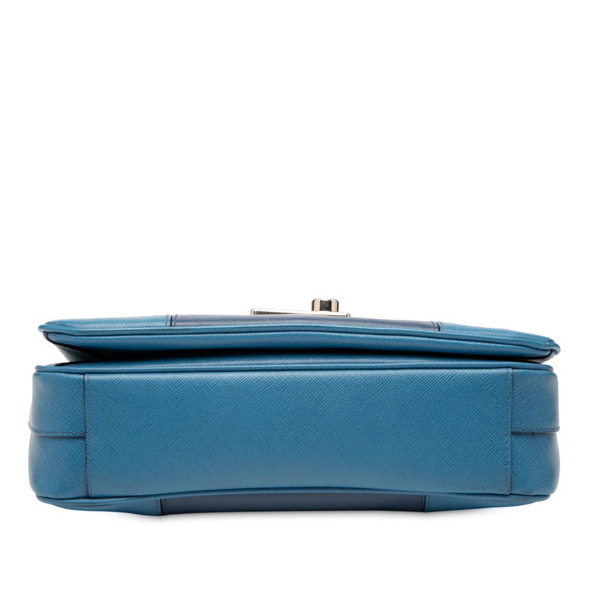 Prada Prada 2-Way Handbag/Shoulder Bag B2485C Blue Saffiano Leather Women's PRADA Size ONE SIZE - 3 Thumbnail