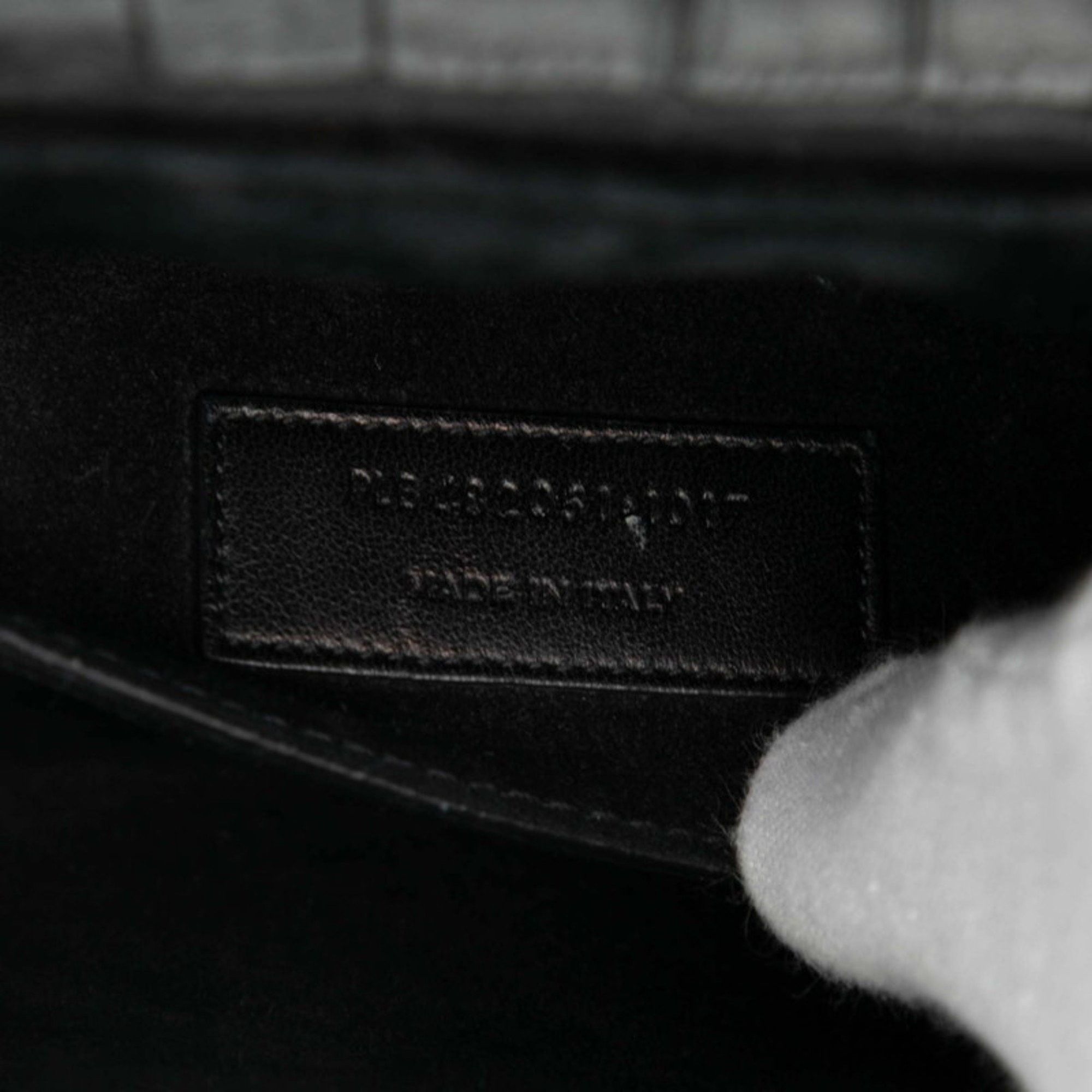 Saint Laurent Paris Saint Laurent Belle Chasse Crocodile Embossed Handbag/Shoulder Bag, 2-Way, 482051, Black Leather, Women's, SAINT LAURENT Size ONE SIZE - 6 Thumbnail