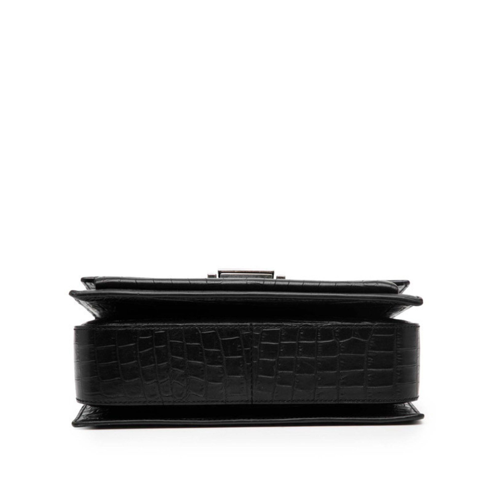 Saint Laurent Paris Saint Laurent Belle Chasse Crocodile Embossed Handbag/Shoulder Bag, 2-Way, 482051, Black Leather, Women's, SAINT LAURENT Size ONE SIZE - 3 Thumbnail