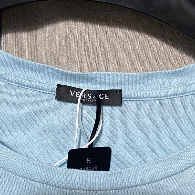 Versace Versace Light Blue Cotton T-Shirt for Men 0089 Size US M / EU 48-50 / 2 - 3 Thumbnail