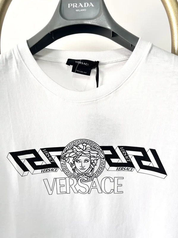 Versace Versace Men's Summer White Cotton T-Shirt 0089 Size US XXL / EU 58 / 5 - 3 Thumbnail