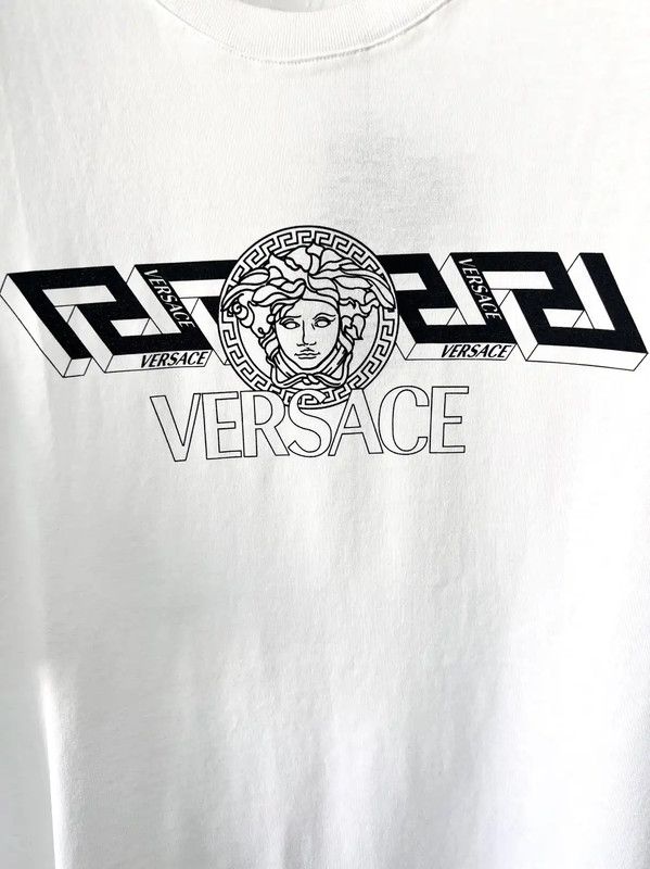 Versace Versace Men's Summer White Cotton T-Shirt 0089 Size US XXL / EU 58 / 5 - 4 Thumbnail