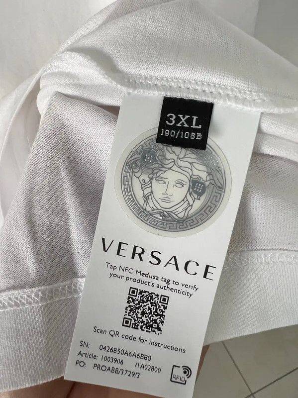 Versace Versace Men's Summer White Cotton T-Shirt 0089 Size US XXL / EU 58 / 5 - 5 Thumbnail