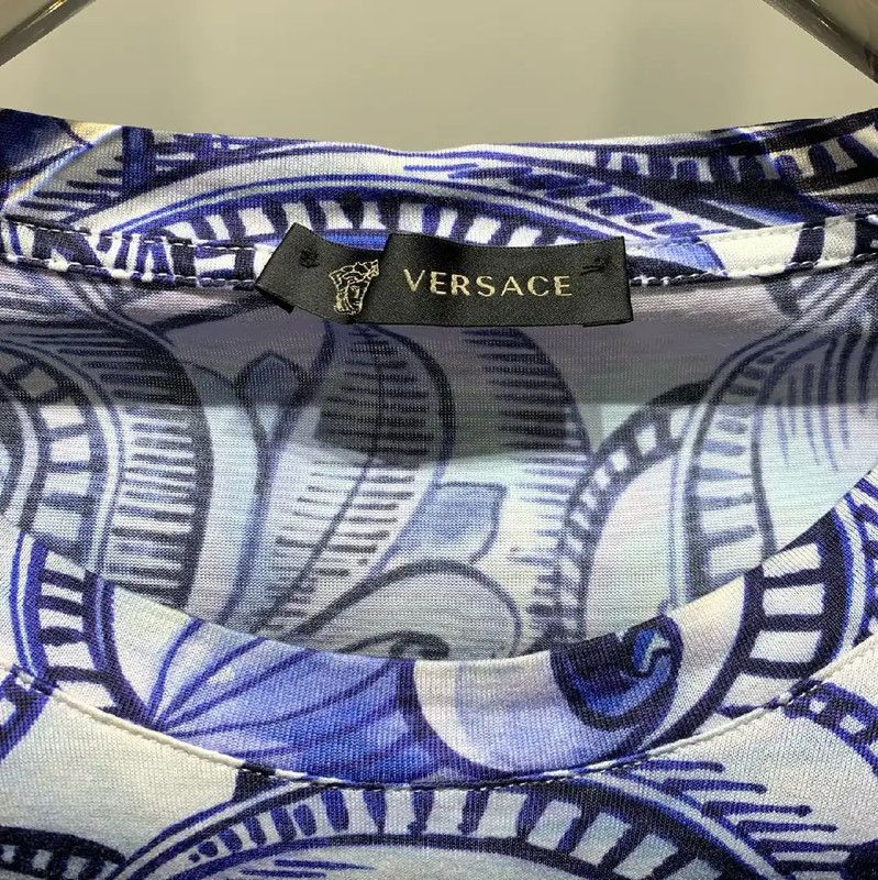 Versace Versace Blue Cotton XXXL Men's T-Shirt 0089 Size US XXL / EU 58 / 5 - 2 Thumbnail