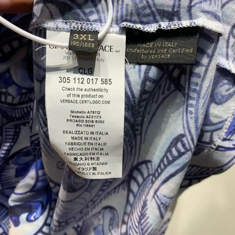 Versace Versace Blue Cotton XXXL Men's T-Shirt 0089 Size US XXL / EU 58 / 5 - 8 Thumbnail