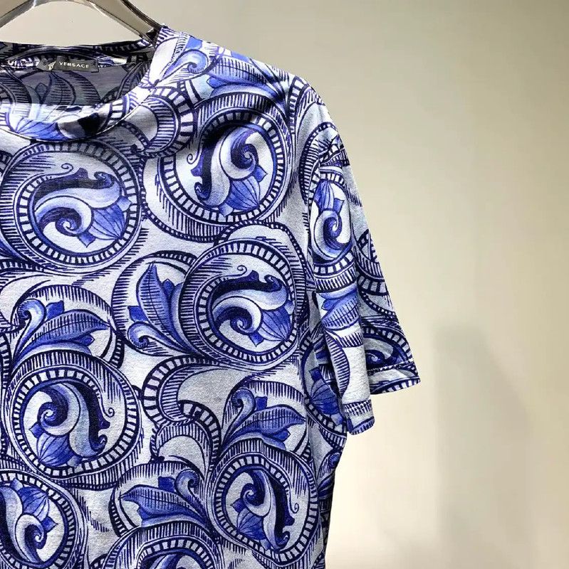 Versace Versace Blue Cotton XXXL Men's T-Shirt 0089 Size US XXL / EU 58 / 5 - 6 Thumbnail