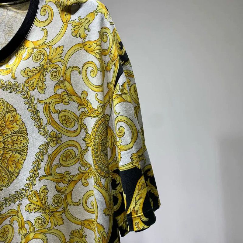 Versace Versace Men's White Cotton T-Shirt with Gold Design 0089 Size US XXL / EU 58 / 5 - 8 Thumbnail