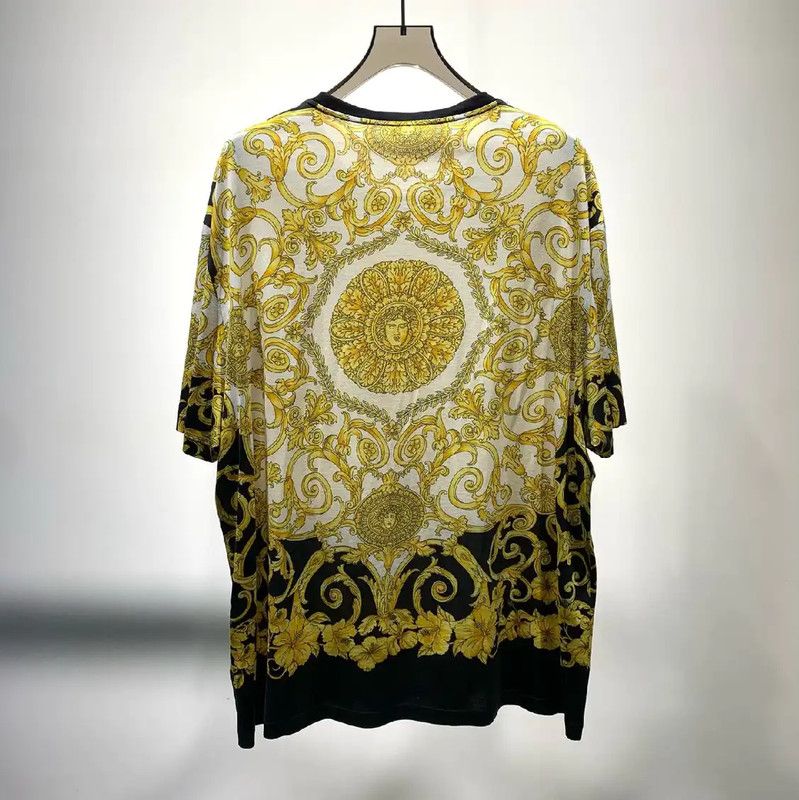 Versace Versace Men's White Cotton T-Shirt with Gold Design 0089 Size US XXL / EU 58 / 5 - 2 Thumbnail