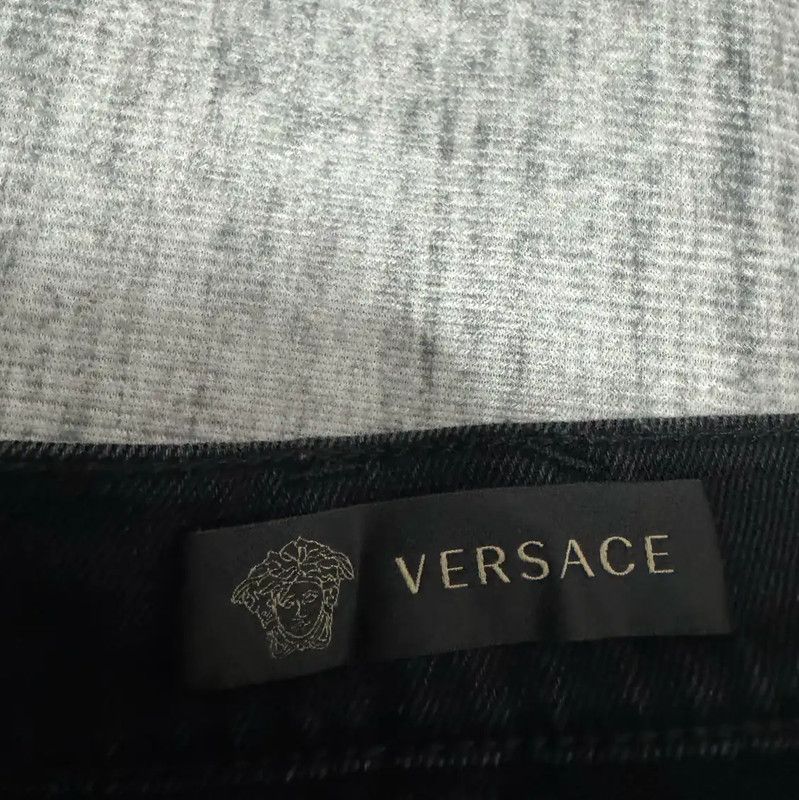 Versace Versace M Black Leather Logo Casual Pants 0089 Size US 32 / EU 48 - 4 Thumbnail