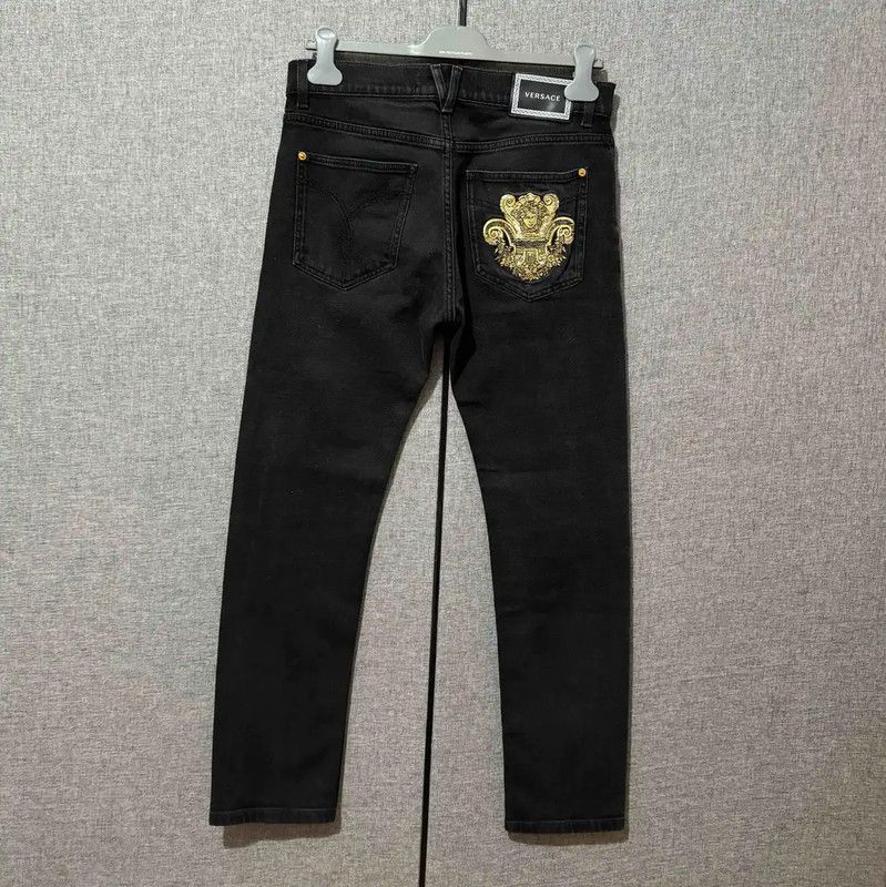 Versace Versace Black Cotton Medusa Men's Casual Pants 0089 Size US 32 / EU 48 - 2 Thumbnail