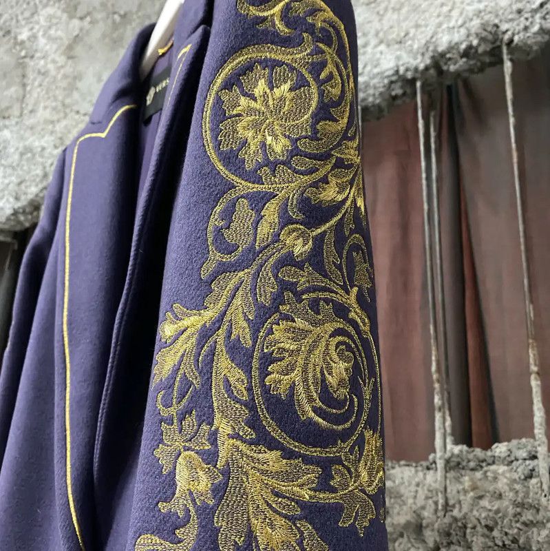 Versace Versace Deep Blue Long Coat for Men 0089 Size US M / EU 48-50 / 2 - 5 Thumbnail