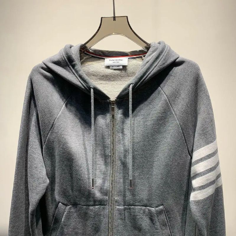 Thom Browne Thom Browne Gray Cotton Zip-Up Hoodie 0089 Size US M / EU 48-50 / 2 - 3 Thumbnail