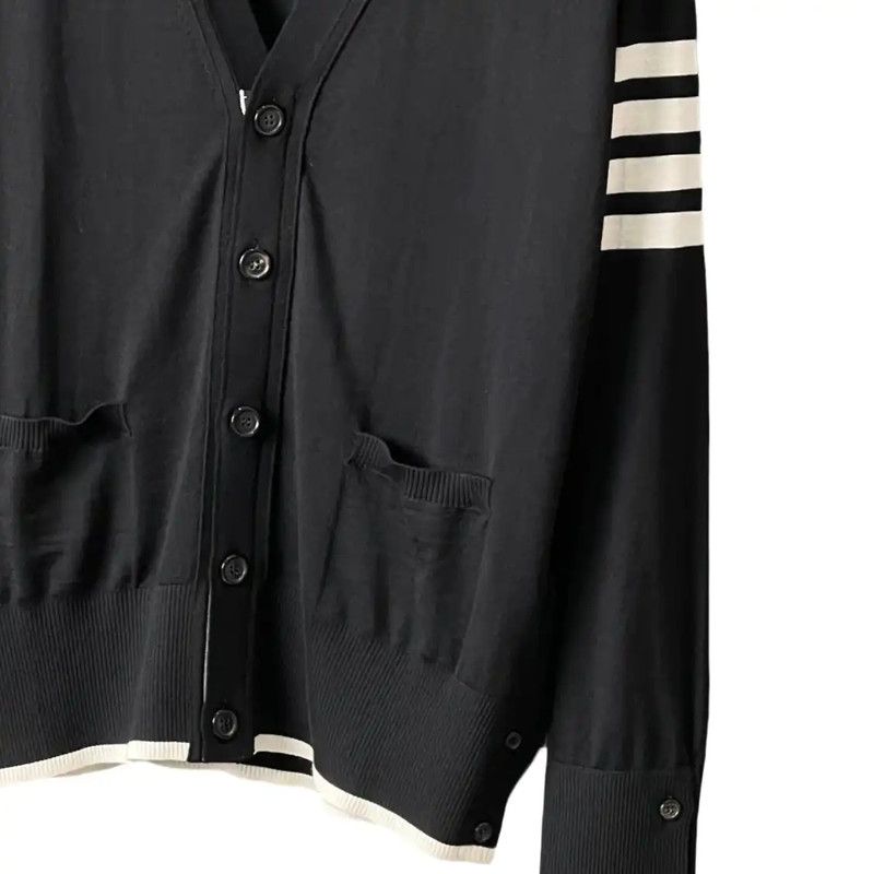 Thom Browne Thom Browne Black Wool Logo Cardigan for Men 0089 Size US XL / EU 56 / 4 - 4 Thumbnail