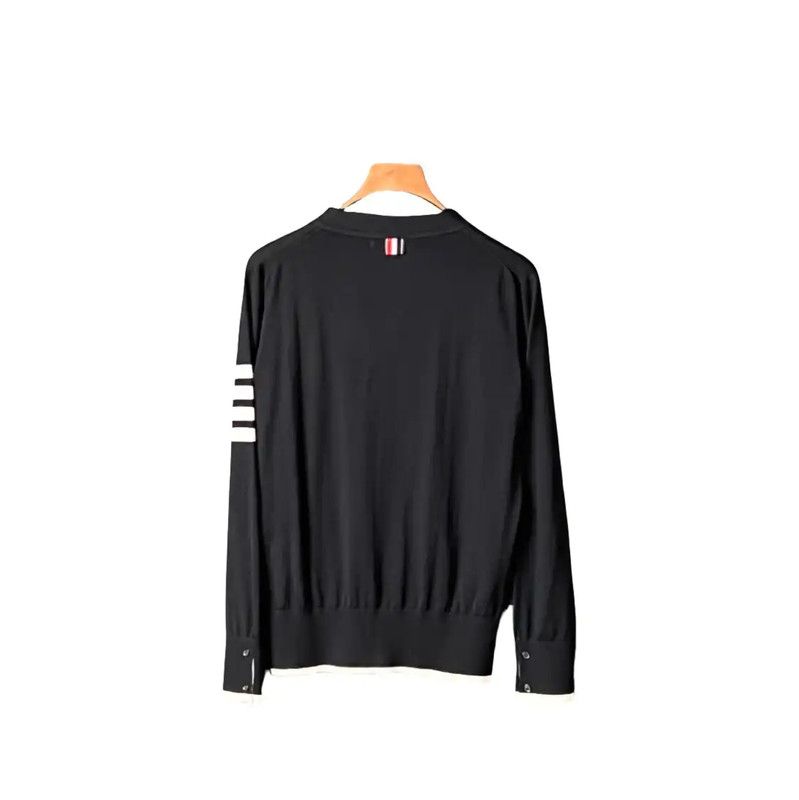 Thom Browne Thom Browne Black Wool Logo Cardigan for Men 0089 Size US XL / EU 56 / 4 - 2 Thumbnail