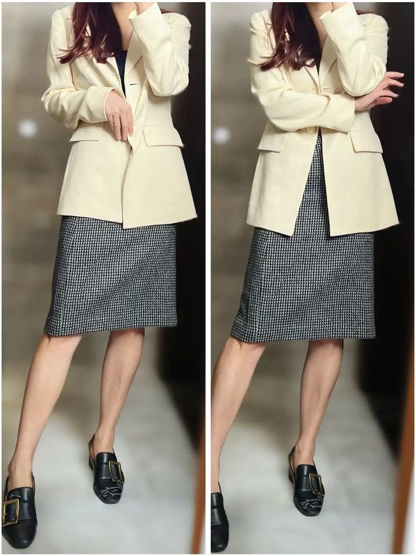 Givenchy Givenchy Color-Block Wool Midi Skirt 0089 Size 28" / US 6 / IT 42 - 2 Thumbnail