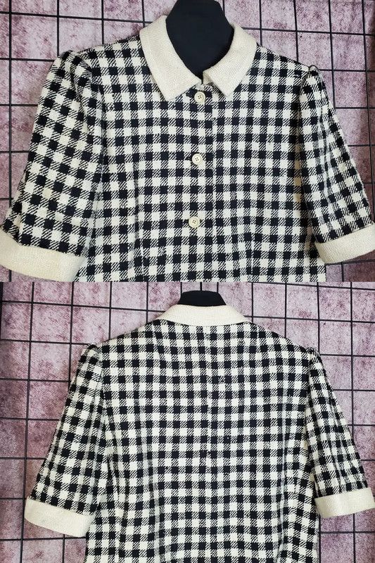 Givenchy Givenchy Black Silk Gingham Short Sleeve Cardigan 0089 Size M / US 6-8 / IT 42-44 - 4 Thumbnail
