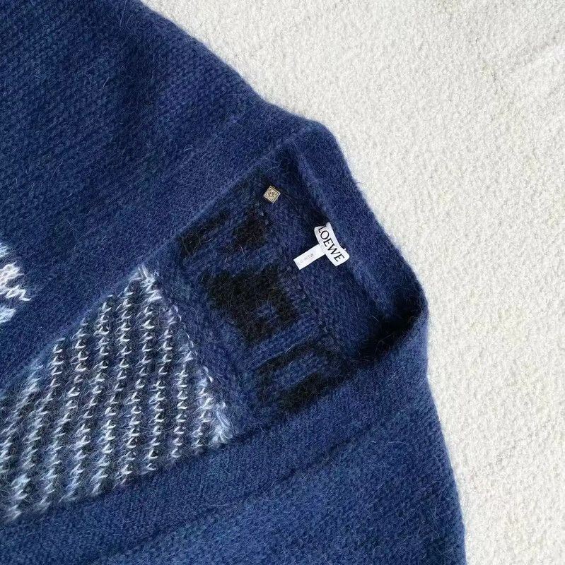 Loewe Loewe Deep Blue Mohair Women's Cardigan 0089 Size S / US 4 / IT 40 - 3 Thumbnail