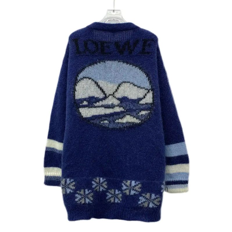 Loewe Loewe Navy Blue Mohair Women's Cardigan 0089 Size M / US 6-8 / IT 42-44 - 2 Thumbnail