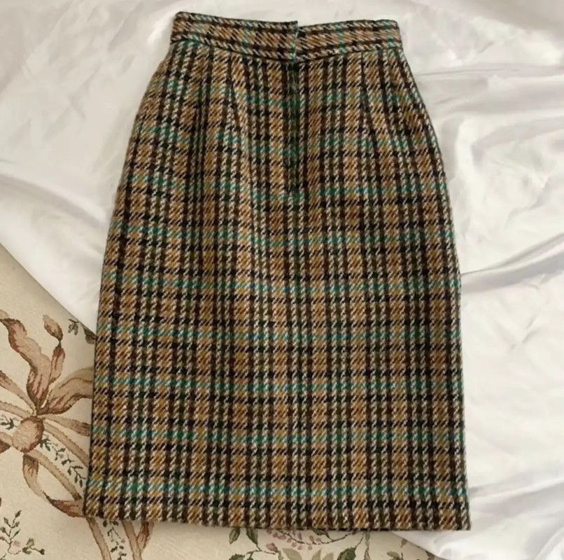 Dior Dior Khaki Wool Women's Midi Skirt 0089 Size 28" / US 6 / IT 42 - 3 Thumbnail