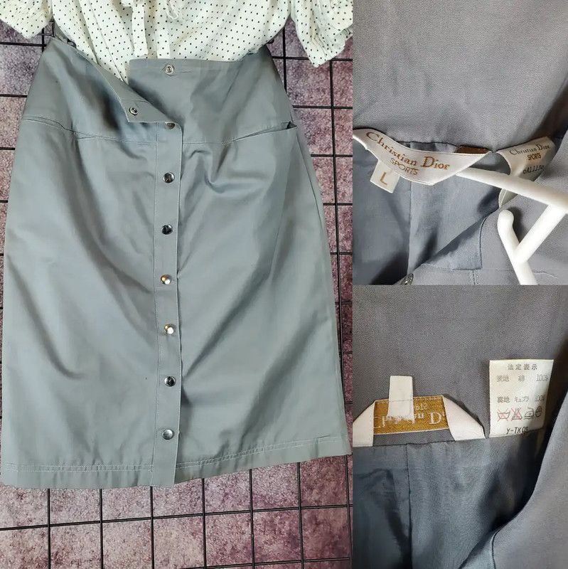 Dior Dior A-Line Gray Cotton Summer Skirt 0089 Size 28" / US 6 / IT 42 - 3 Thumbnail