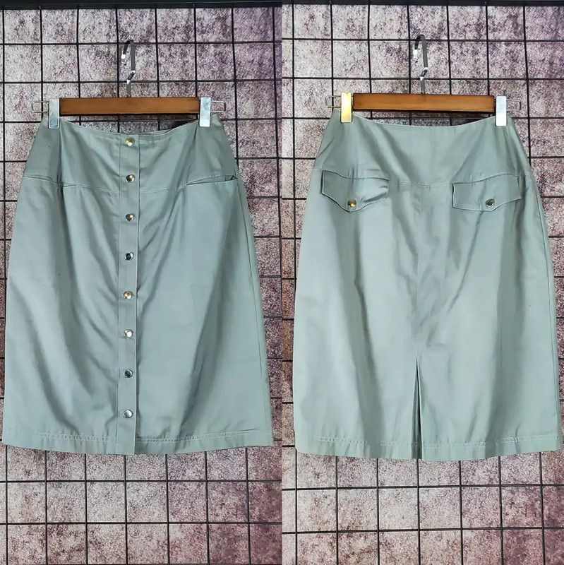 Dior Dior A-Line Gray Cotton Summer Skirt 0089 Size 28" / US 6 / IT 42 - 2 Thumbnail