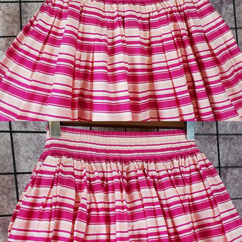 Dior Dior Pleated Skirt in Spring Pink Stripes 0089 Size 26" / US 2 / IT 38 - 4 Thumbnail