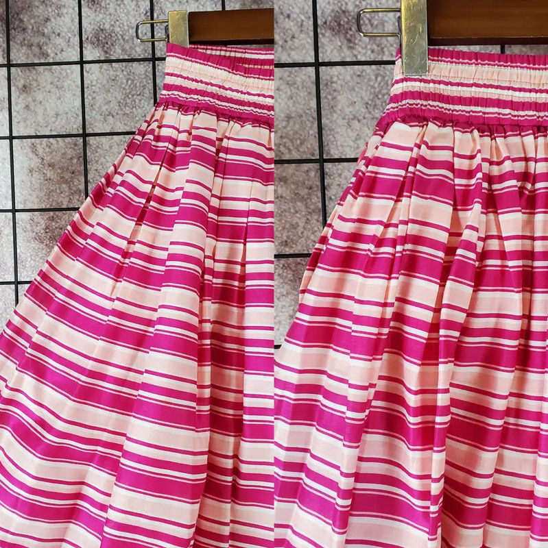 Dior Dior Pleated Skirt in Spring Pink Stripes 0089 Size 26" / US 2 / IT 38 - 6 Thumbnail