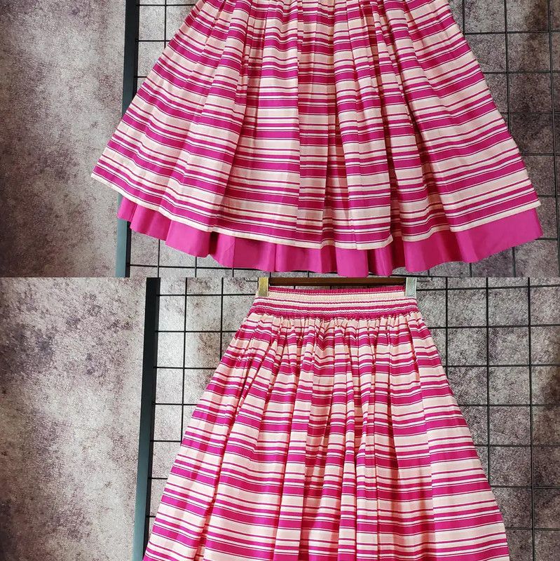 Dior Dior Pleated Skirt in Spring Pink Stripes 0089 Size 26" / US 2 / IT 38 - 2 Thumbnail