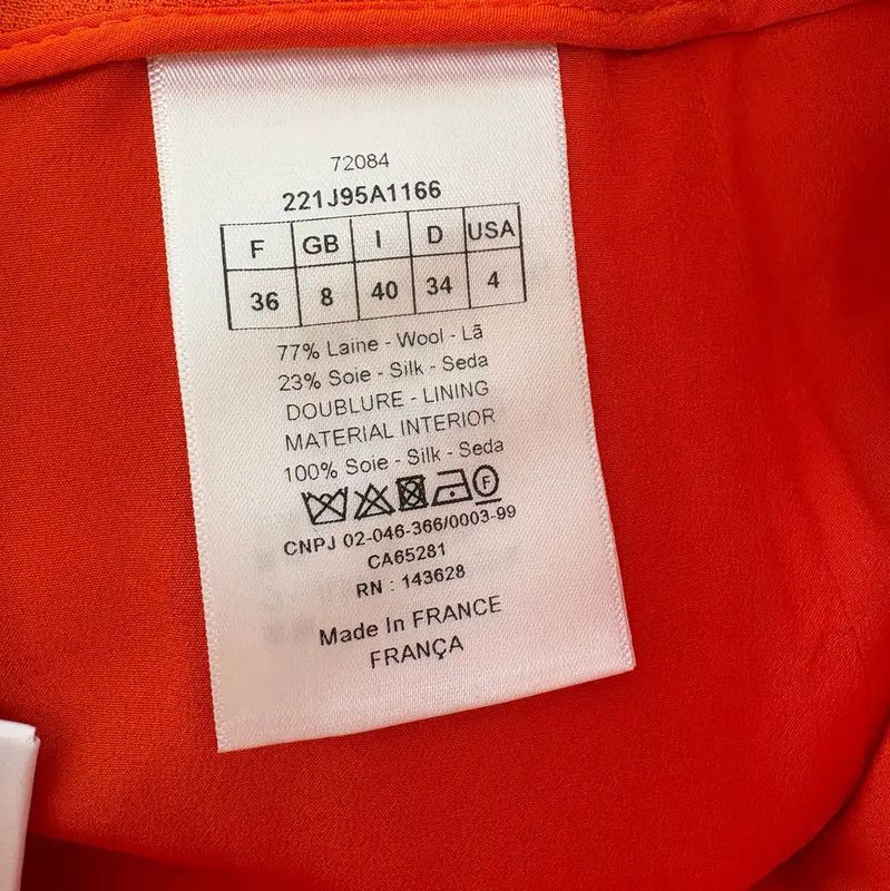 Dior Dior Orange Wool A-Line Skirt for Summer 0089 Size 23" - 8 Thumbnail