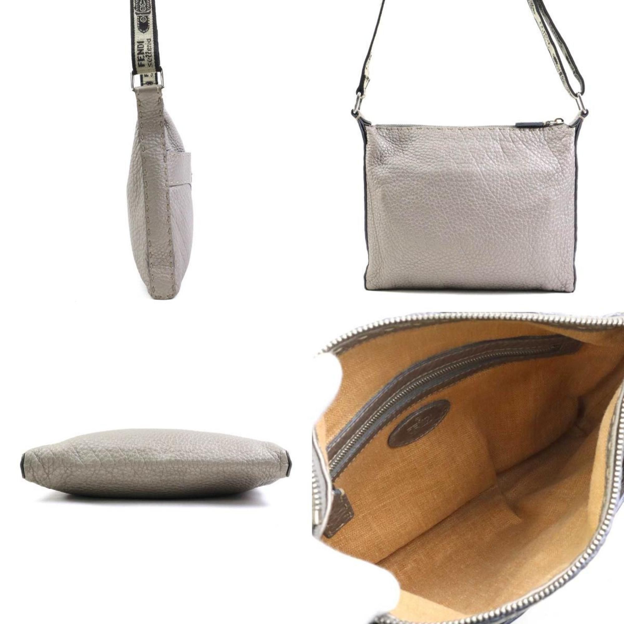 Fendi Fendi Selleria Shoulder Bag in Leather, Canvas, Metallic Gray, and Silver, Women's, 2373-8BT092, e61056a Size ONE SIZE - 2 Thumbnail