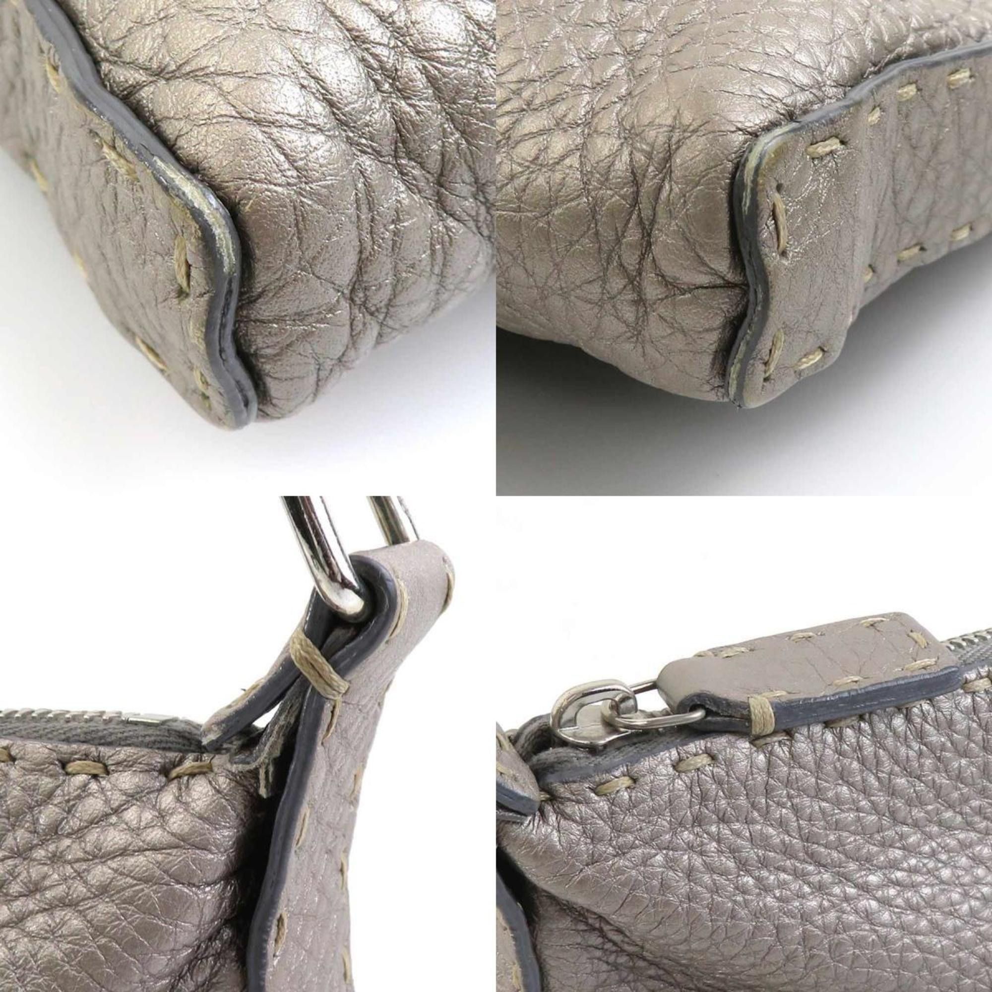 Fendi Fendi Selleria Shoulder Bag in Leather, Canvas, Metallic Gray, and Silver, Women's, 2373-8BT092, e61056a Size ONE SIZE - 3 Thumbnail