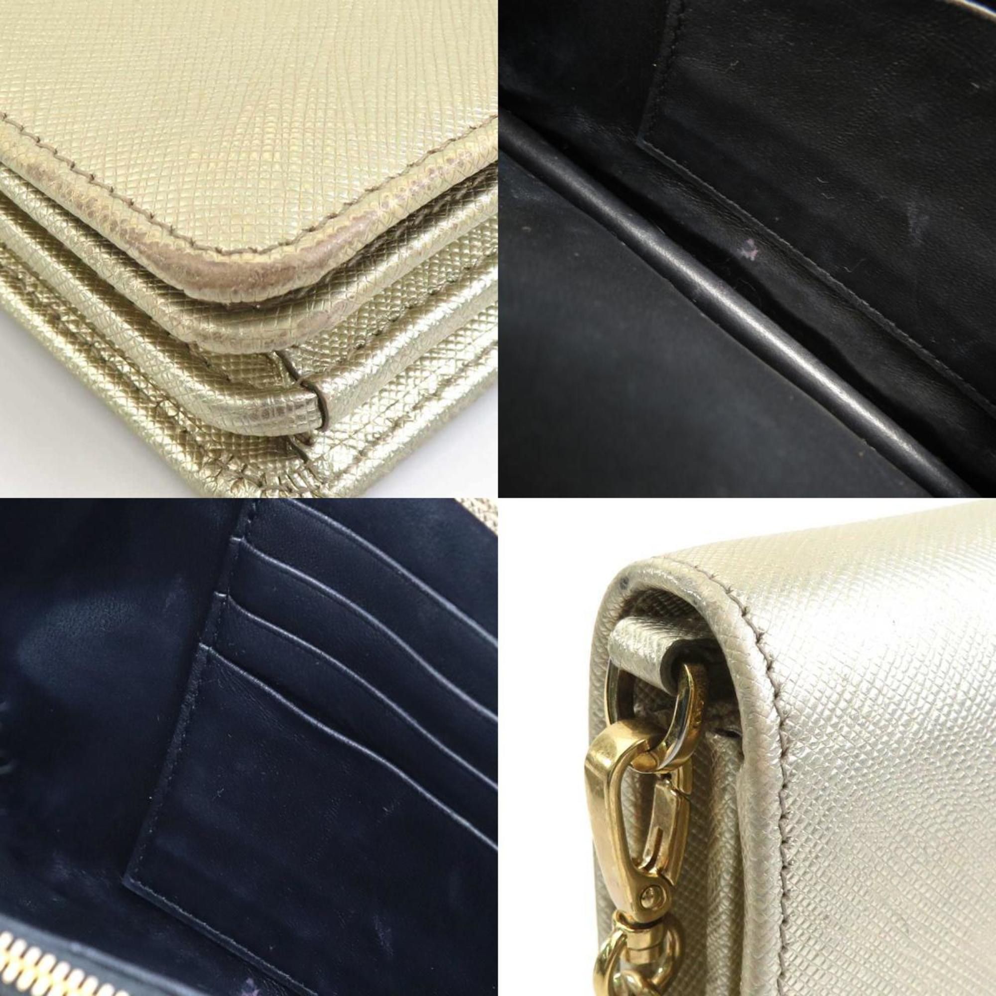Prada Prada Shoulder Bag with Chain Wallet, Leather, Metal, and Gold, Women's, e61055a Size ONE SIZE - 3 Thumbnail