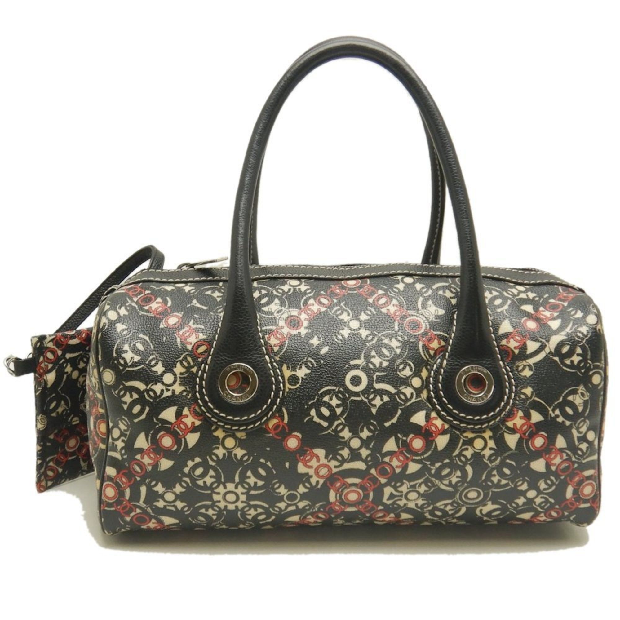 Chanel Coco Travel Boston Bag in Black and Red Caviar Leather, Women's, 253312