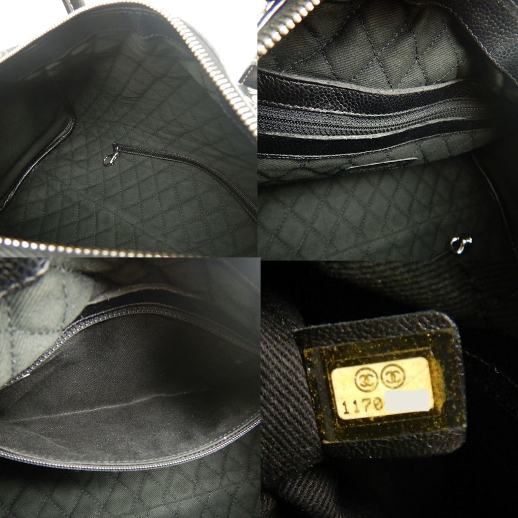 Chanel Coco Travel Boston Bag in Black and Red Caviar Leather, Women's, 253312