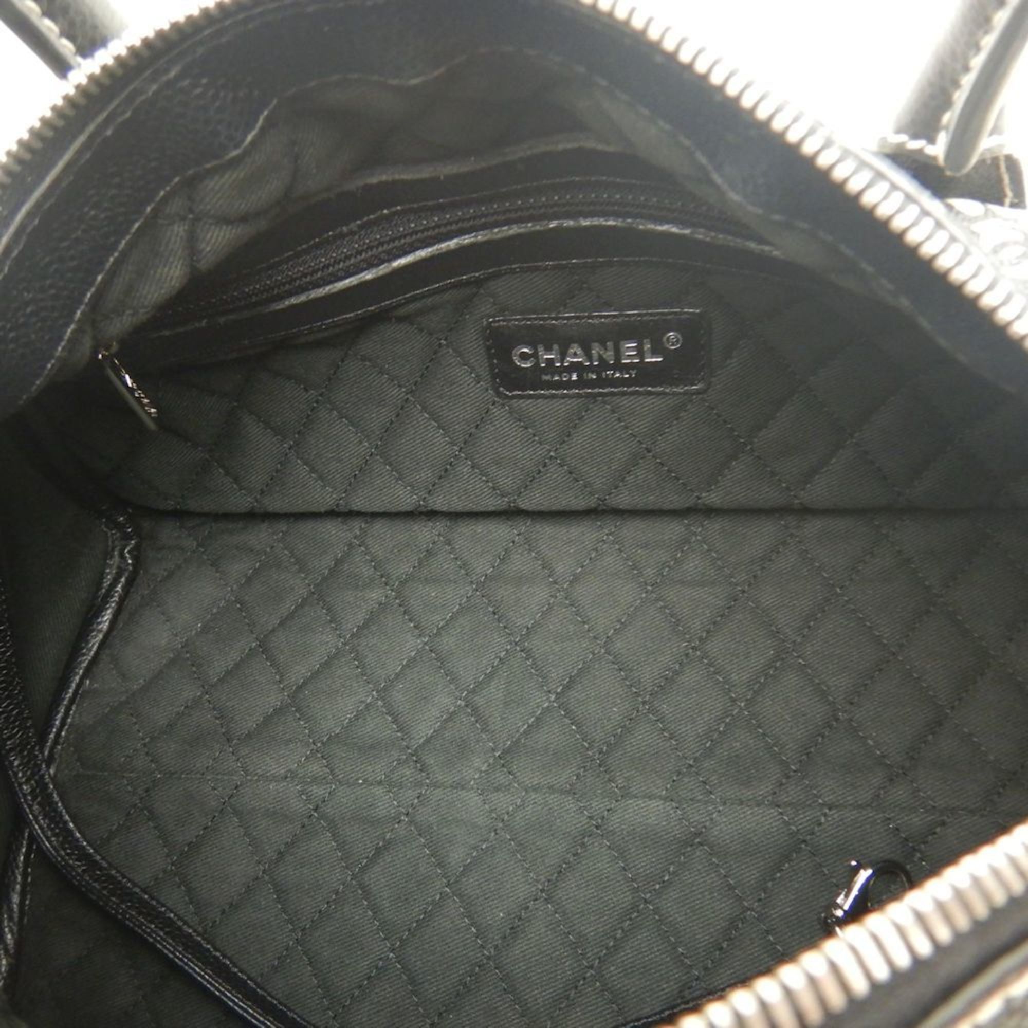Chanel Coco Travel Boston Bag in Black and Red Caviar Leather, Women's, 253312