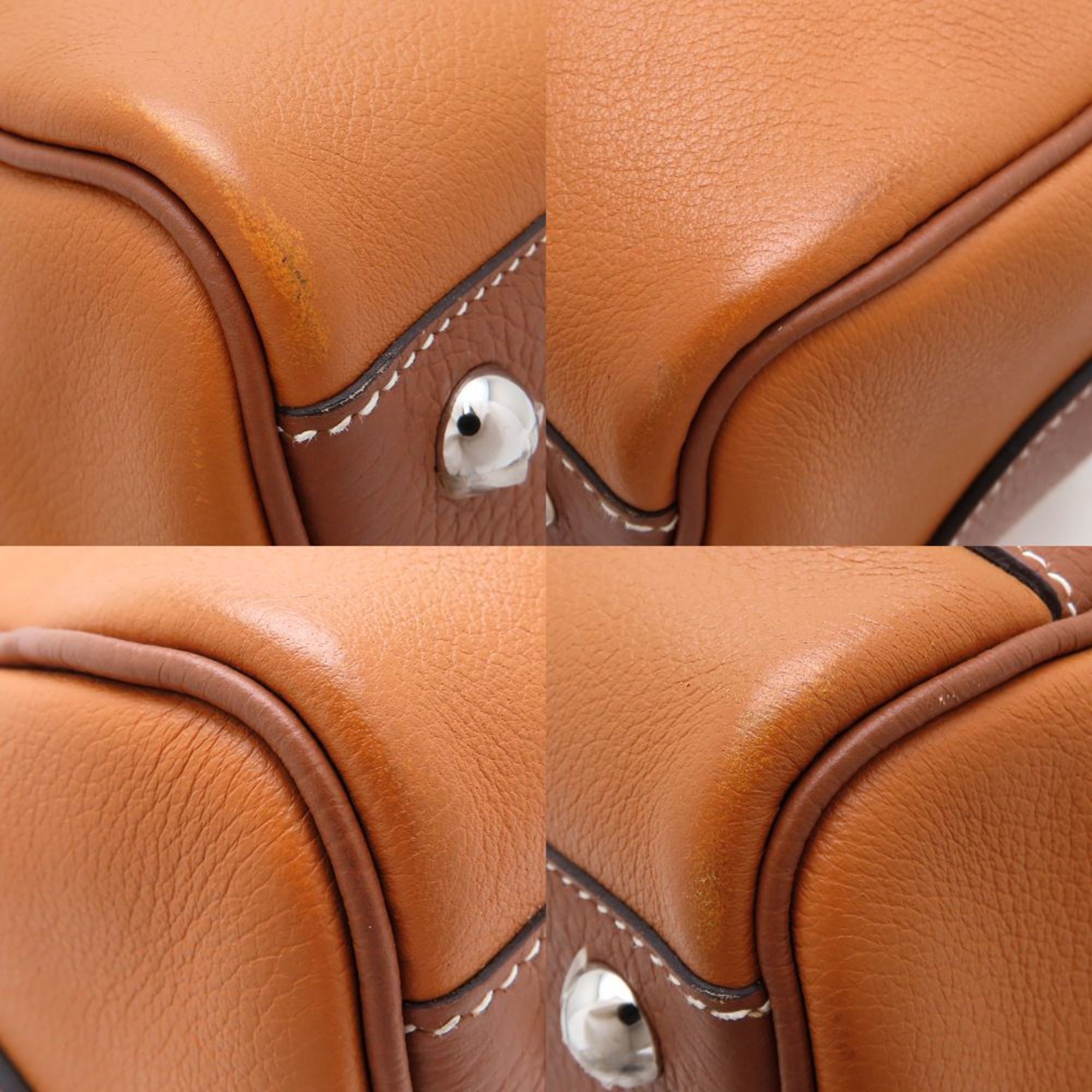 Hermes HERMES Petit Courier Shoulder Bag in Evercolor and Taurillon Clemence Leather Toffee Gold, Women's, 352845 Size ONE SIZE - 5 Thumbnail