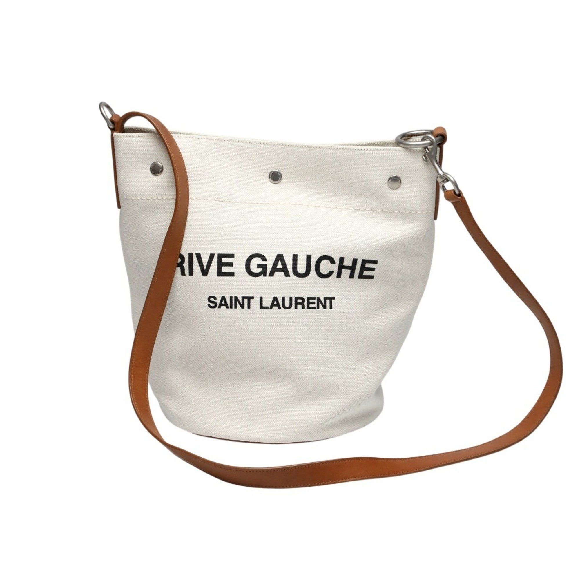 Yves Saint Laurent Yves Saint Laurent Rive Gauche Canvas Shoulder Bag VLR669299 Natural/Brown Size ONE SIZE - 2 Thumbnail