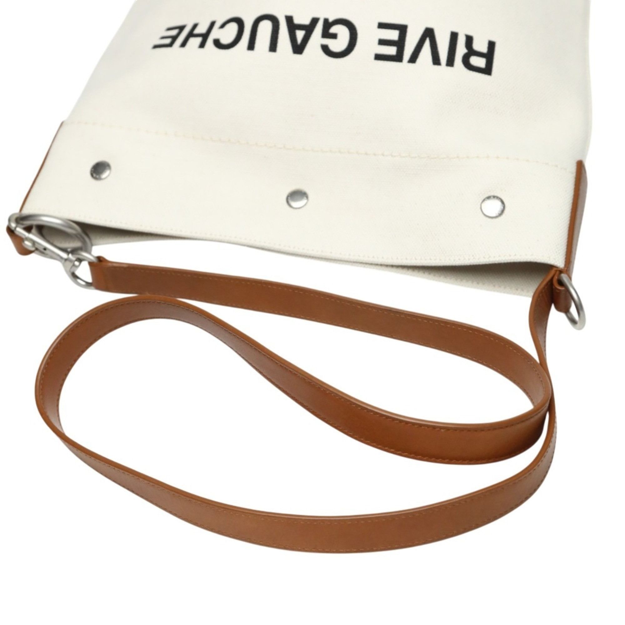 Yves Saint Laurent Yves Saint Laurent Rive Gauche Canvas Shoulder Bag VLR669299 Natural/Brown Size ONE SIZE - 10 Thumbnail