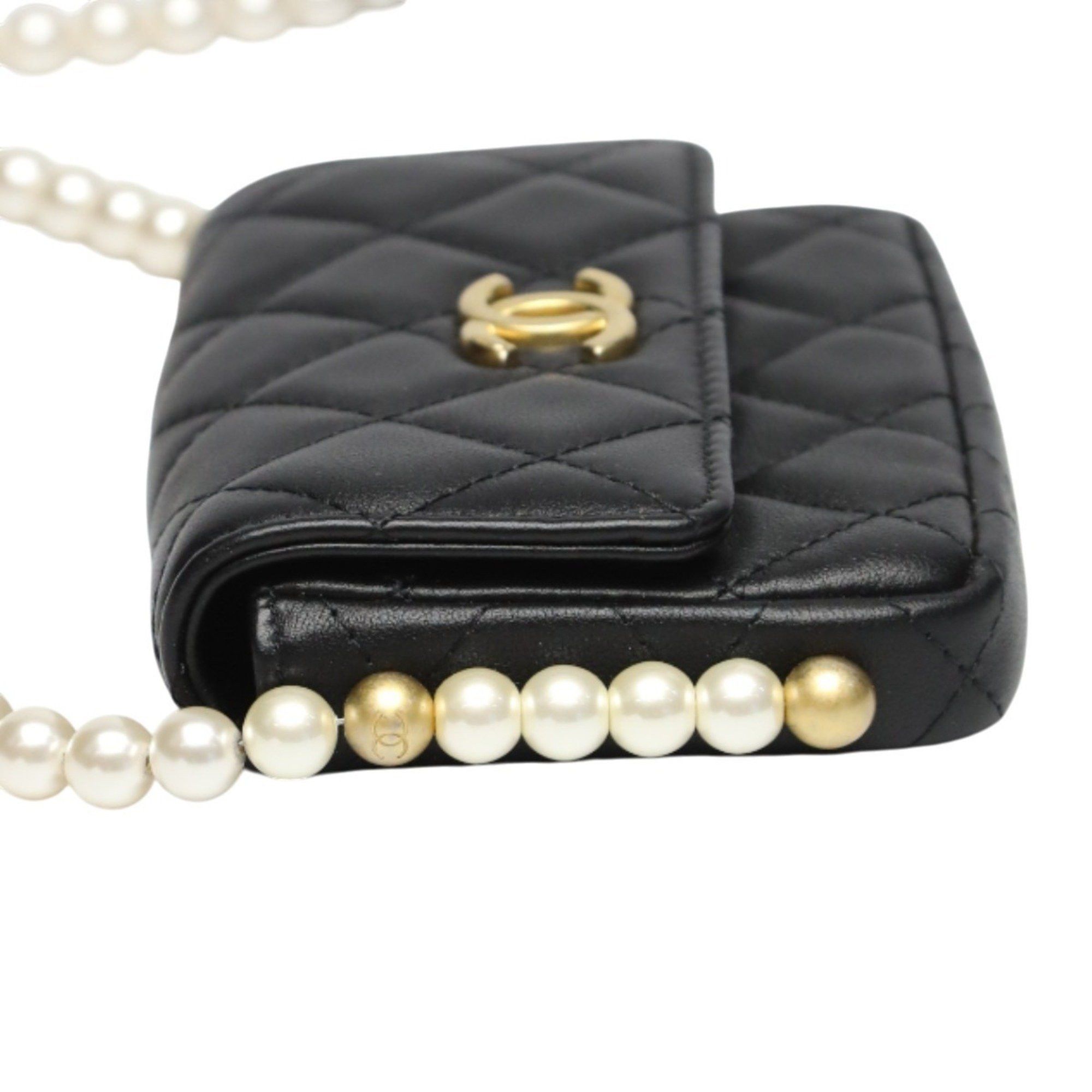 Chanel CHANEL Mini Matelasse Shoulder Bag in Black Lambskin Size ONE SIZE - 4 Thumbnail